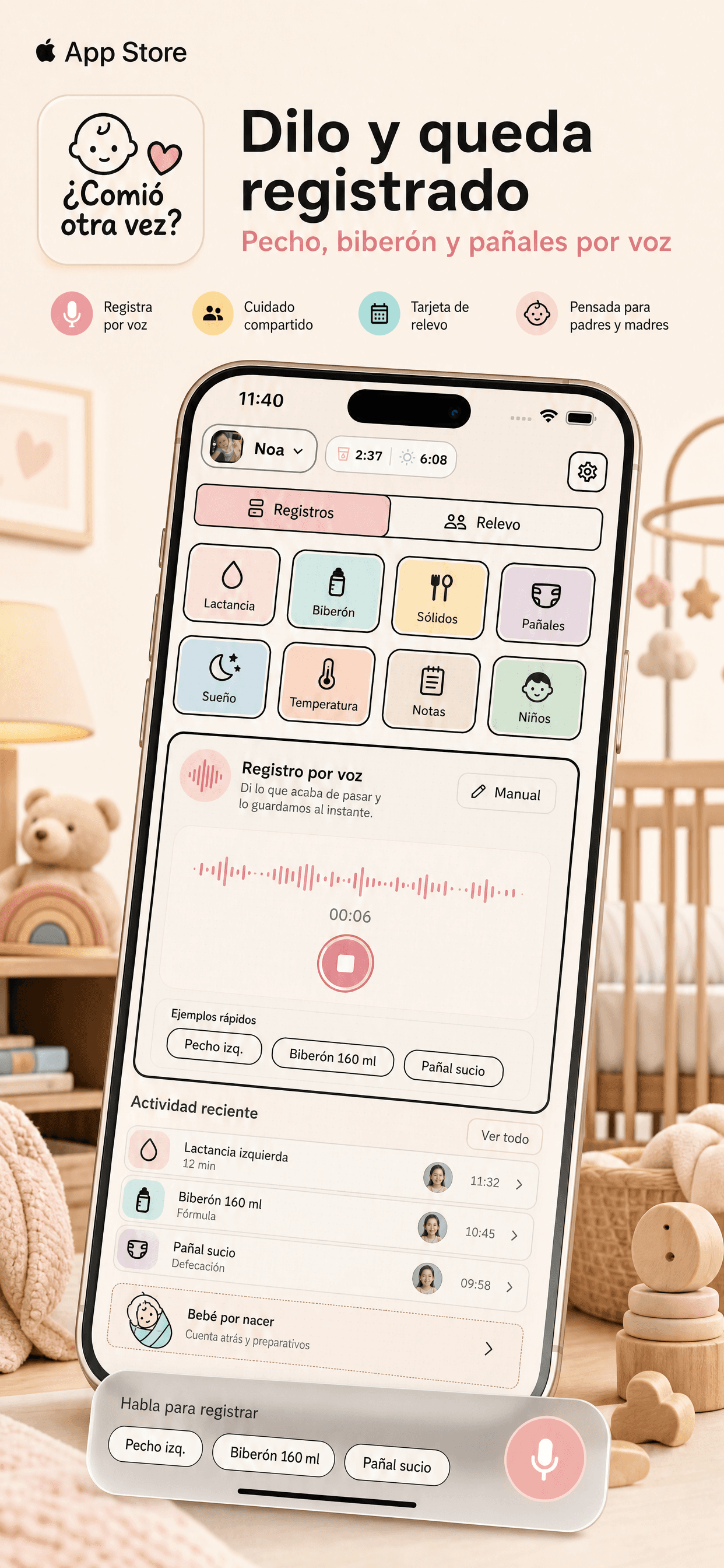 ¿Comió otra vez? voice logging preview